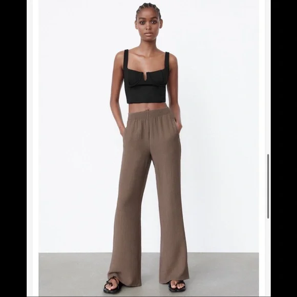 Zara | Pants & Jumpsuits | Zara Textured Straight Leg Pants